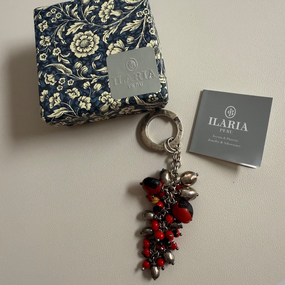 Ilaria Sterling Genuine Silver Keychain with Huayruro seeds! from Peru